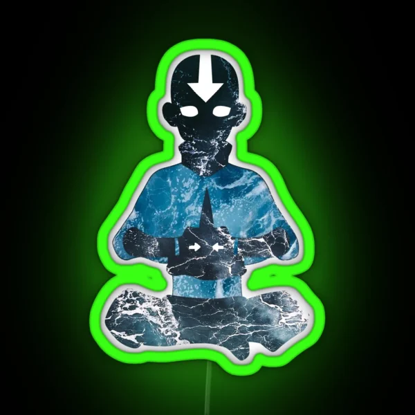 Avatar The Last Airbender Aang Avatar State Water RGB Neon Sign