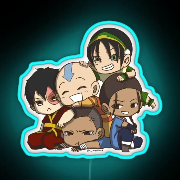 Avatar The Last Airbender Chibi Gaang Led RGB Neon Sign