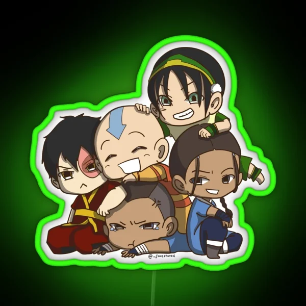 Avatar The Last Airbender Chibi Gaang Led RGB Neon Sign