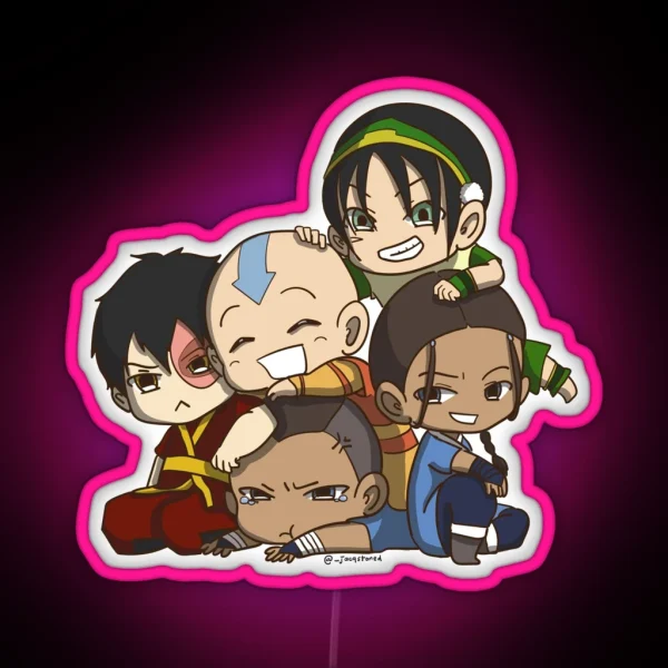 Avatar The Last Airbender Chibi Gaang Led RGB Neon Sign