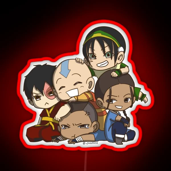 Avatar The Last Airbender Chibi Gaang Led RGB Neon Sign