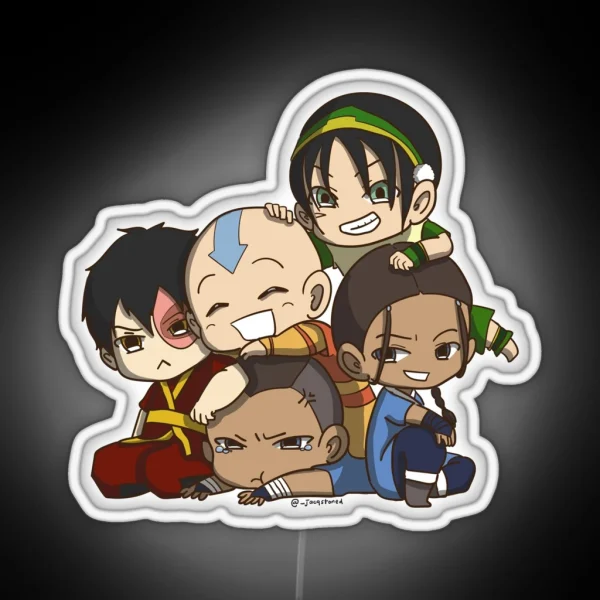 Avatar The Last Airbender Chibi Gaang Led RGB Neon Sign