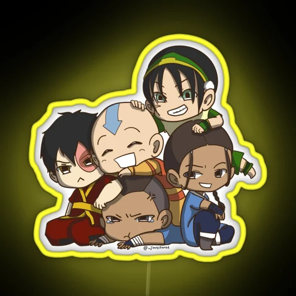 Avatar The Last Airbender Chibi Gaang Led RGB Neon Sign