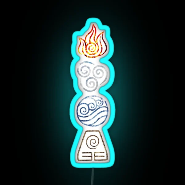 Avatar The Last Airbender Legend Of Korra Elements Fire Air Water Earth Cycle RGB Neon Sign