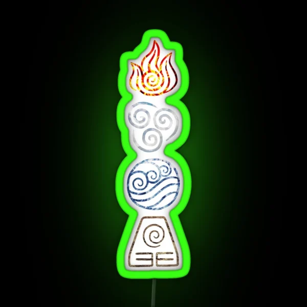 Avatar The Last Airbender Legend Of Korra Elements Fire Air Water Earth Cycle RGB Neon Sign