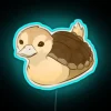 Neon illuminated avatar turtle duck design in colorful RGB spectrum.
