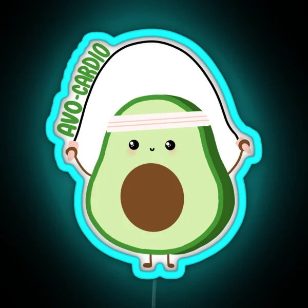 Avo Cardio Avo Cardio Fun Workout Meme Unique Food Pun RGB Neon Sign