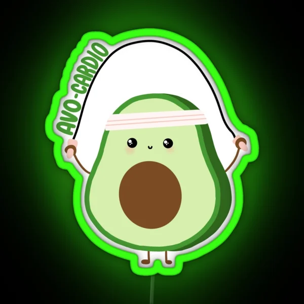 Avo Cardio Avo Cardio Fun Workout Meme Unique Food Pun RGB Neon Sign