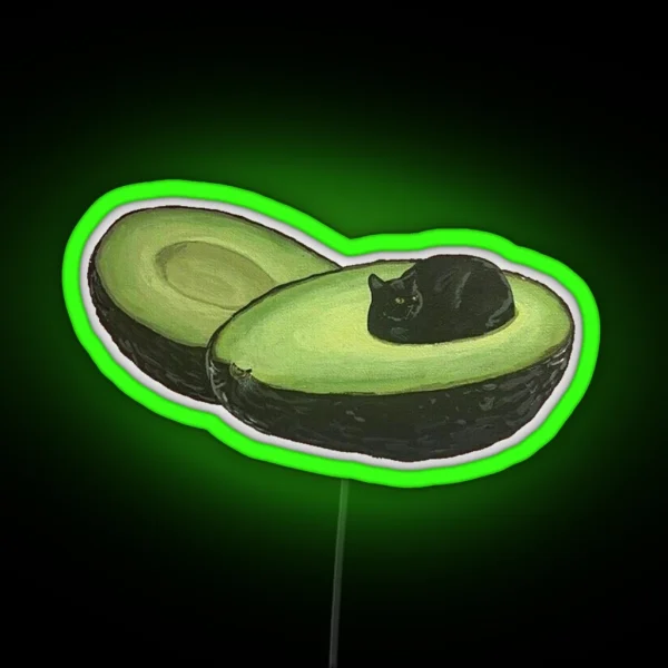 Avocado Cat RGB Neon Sign
