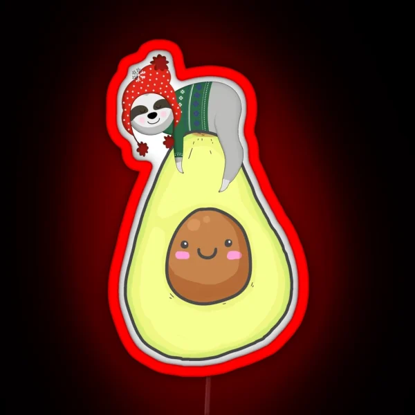 Avocado Christmas Sloths RGB Neon Sign