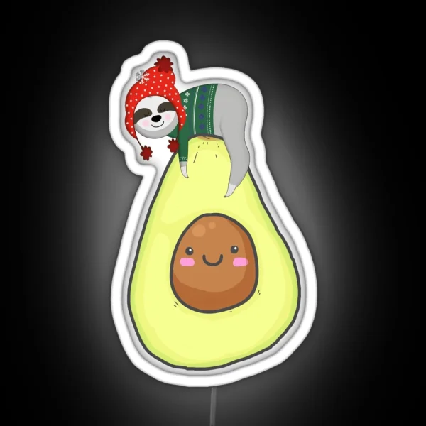 Avocado Christmas Sloths RGB Neon Sign