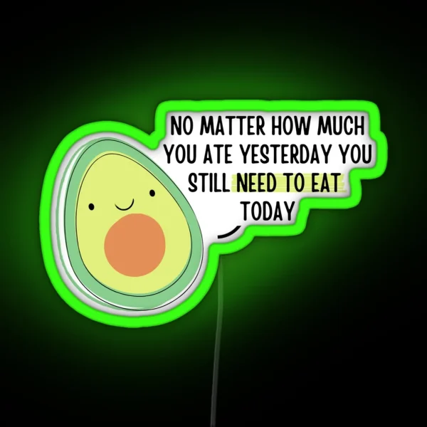 Avocado Quote No Matter How Much You Ate RGB Neon Sign