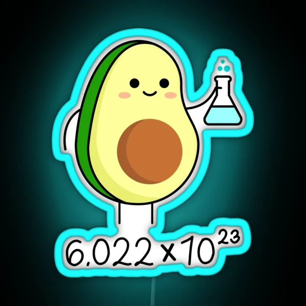 Avogadro S Number Pun Cute Avocado Chemist RGB Neon Sign