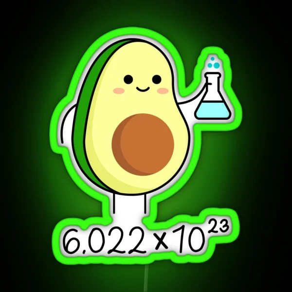 Avogadro S Number Pun Cute Avocado Chemist RGB Neon Sign