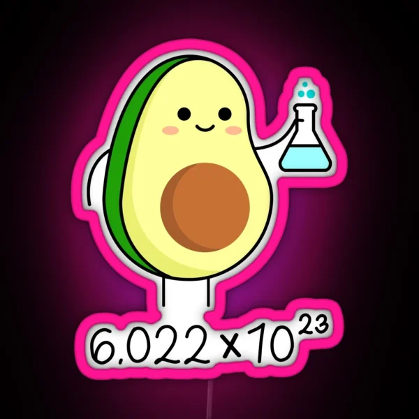 Avogadro S Number Pun Cute Avocado Chemist RGB Neon Sign