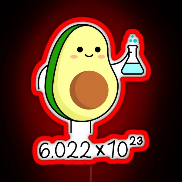 Avogadro S Number Pun Cute Avocado Chemist RGB Neon Sign