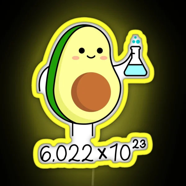Avogadro S Number Pun Cute Avocado Chemist RGB Neon Sign