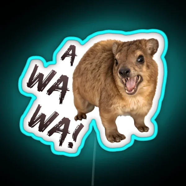 Awawa Angry Screaming Hyrax Meme Cute And RGB Neon Sign