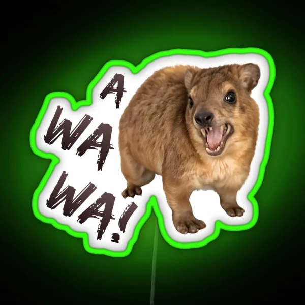 Awawa Angry Screaming Hyrax Meme Cute And RGB Neon Sign