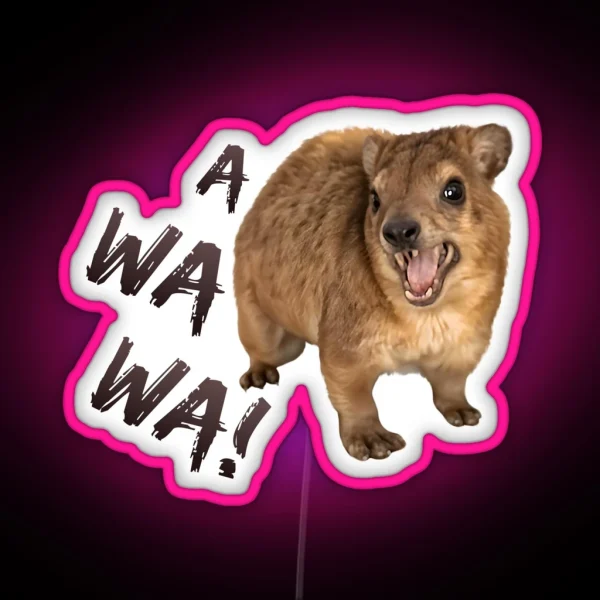 Awawa Angry Screaming Hyrax Meme Cute And RGB Neon Sign