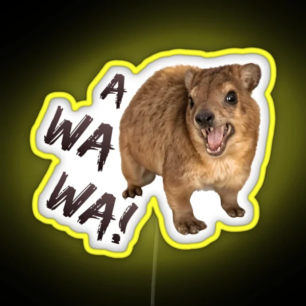 Awawa Angry Screaming Hyrax Meme Cute And RGB Neon Sign