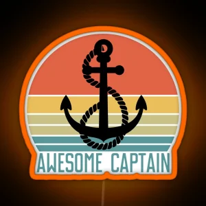 Awesome Captain Retro Sunset Sailboat Sailing Captain RGB Neon Sign