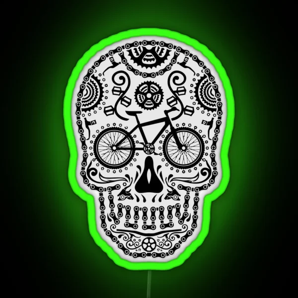 Awesome Cycling And Bicycling Sugar Skull Graphic RGB Neon Sign