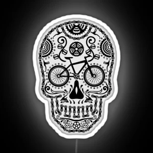 Awesome Cycling And Bicycling Sugar Skull Graphic RGB Neon Sign