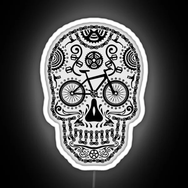 Awesome Cycling And Bicycling Sugar Skull Graphic RGB Neon Sign