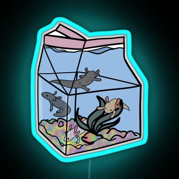 Axolotl Milk Carton RGB Neon Sign