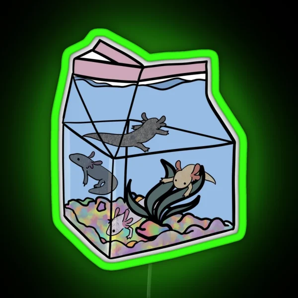 Axolotl Milk Carton RGB Neon Sign