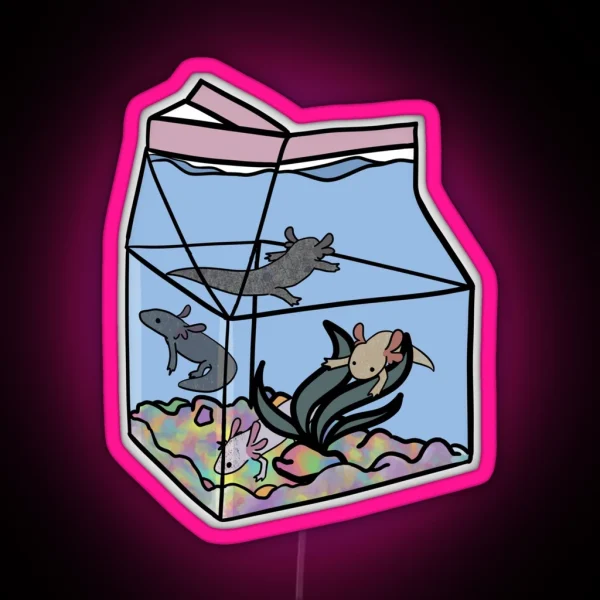 Axolotl Milk Carton RGB Neon Sign