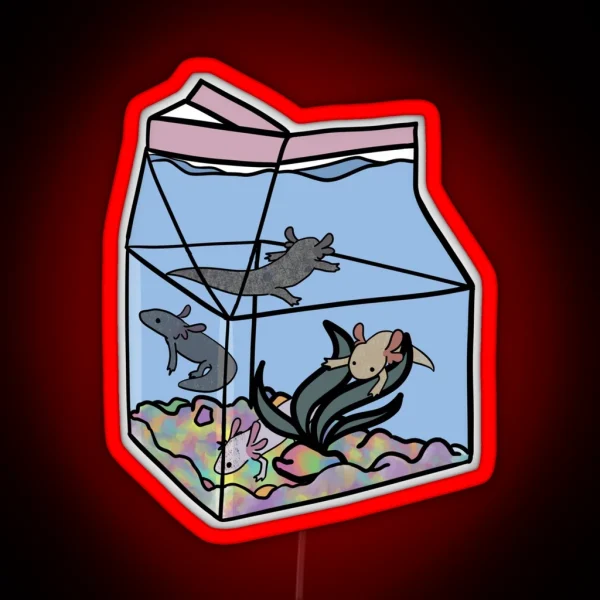 Axolotl Milk Carton RGB Neon Sign