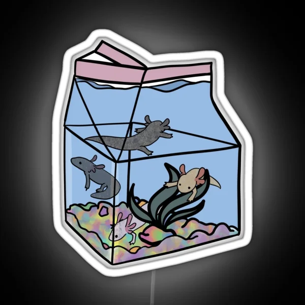 Axolotl Milk Carton RGB Neon Sign