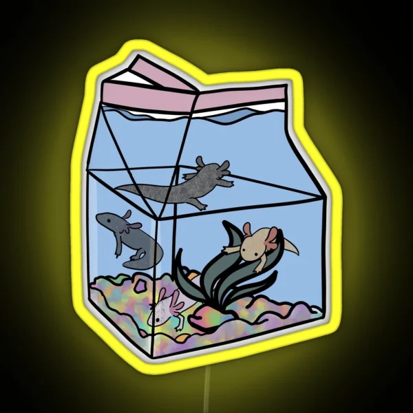 Axolotl Milk Carton RGB Neon Sign