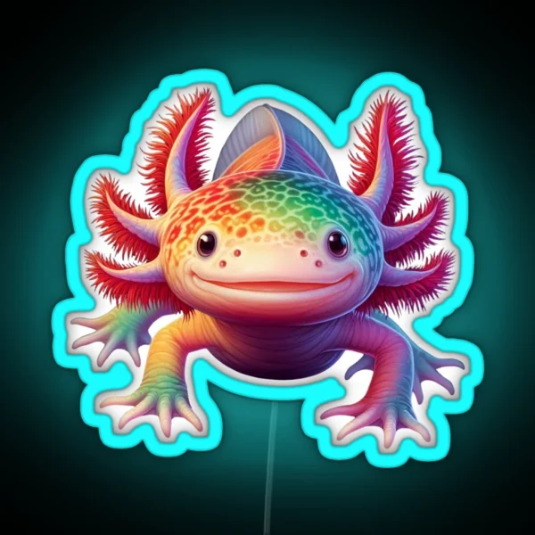 Axolotl Rainbow Kawaii Colorful Axolotl Lovers RGB Neon Sign
