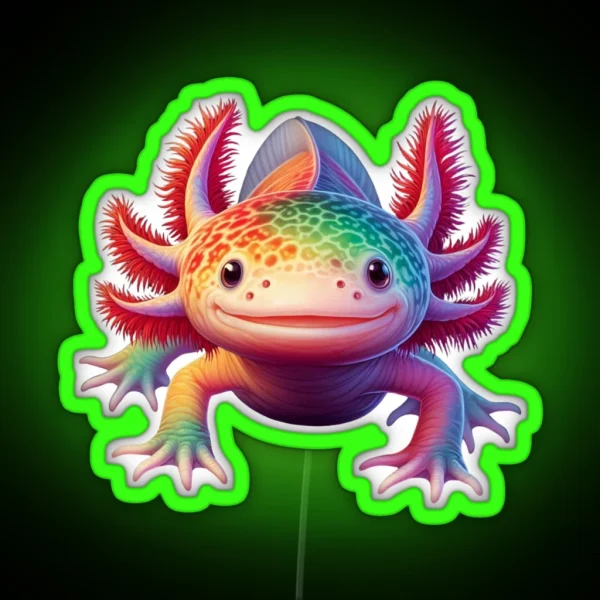 Axolotl Rainbow Kawaii Colorful Axolotl Lovers RGB Neon Sign