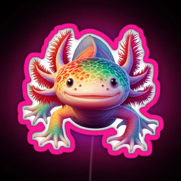 Axolotl Rainbow Kawaii Colorful Axolotl Lovers RGB Neon Sign