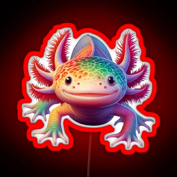 Axolotl Rainbow Kawaii Colorful Axolotl Lovers RGB Neon Sign
