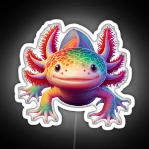 Axolotl Rainbow Kawaii Colorful Axolotl Lovers Herpetologist RGB Neon Sign