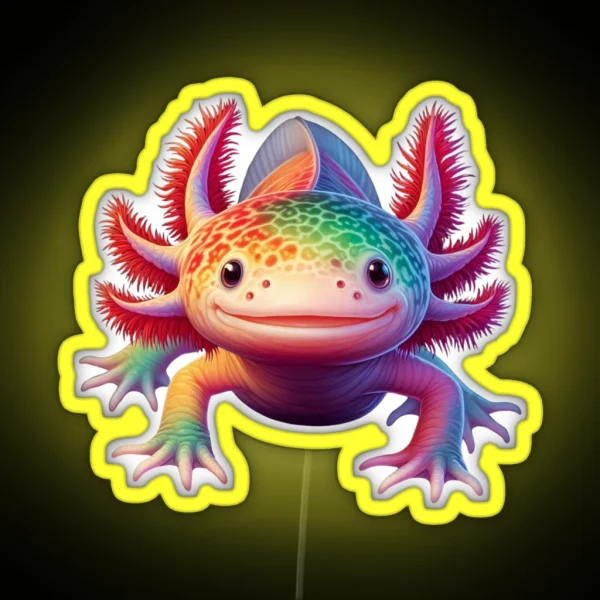 Axolotl Rainbow Kawaii Colorful Axolotl Lovers RGB Neon Sign