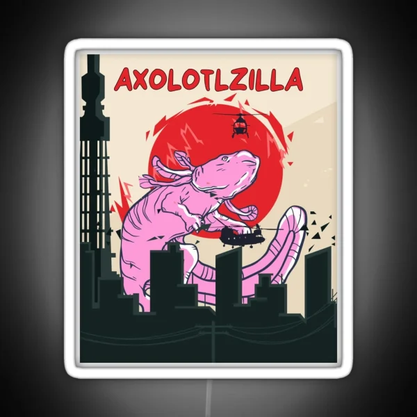 Axolotlzilla Cute Axolotl Zilla Vintage RGB Neon Sign