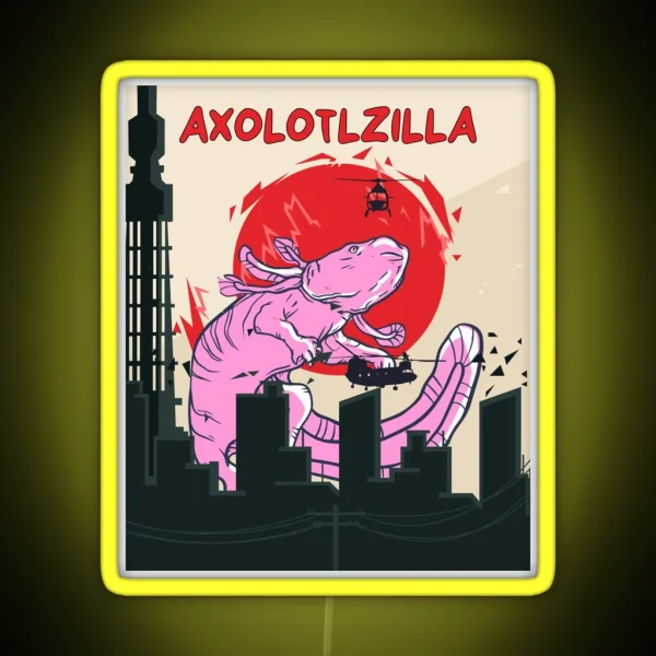Axolotlzilla Cute Axolotl Zilla Vintage RGB Neon Sign