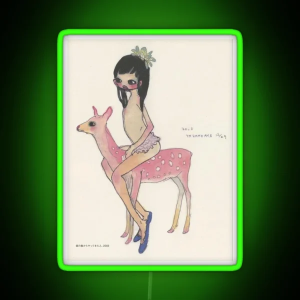Aya Takano Pink Deer Artwork RGB Neon Sign