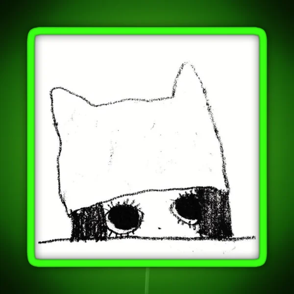 Aya Takano Style Big Eyes Cat Girl RGB Neon Sign