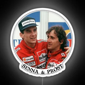 Ayrton Senna And Alain Prost Name And Icon Print RGB Neon Sign