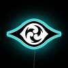 Neon eye of judgment storm warning symbol LED display artwork