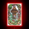 Vintage inspired Baba Yaga witchcraft mystical LED neons glowing artwork