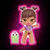 Neon illuminated Bratz doll inspired Yasmin's bedroom wall art decoration.