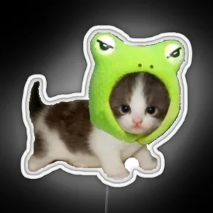 Baby Cat With Frog Hat RGB Neon Sign